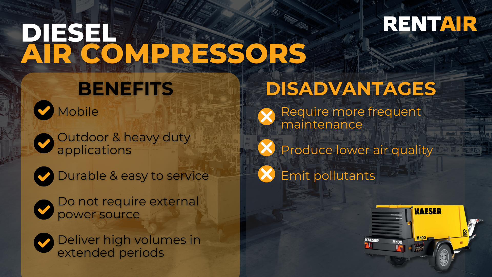 Benefits and disadvantages of diesel air compressors