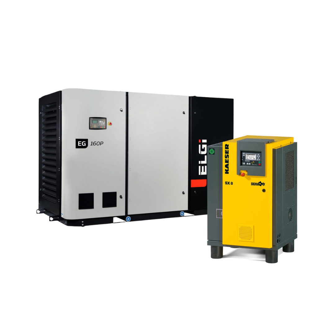 Electric rotary screw compressors from various brands at Rent Air